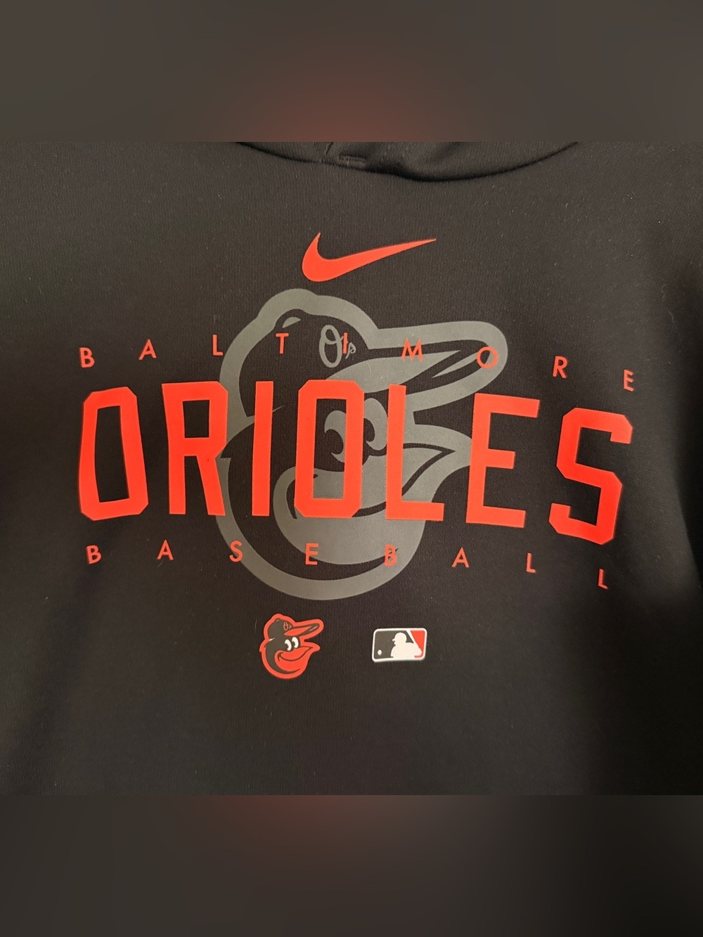 Baltimore ORIOLES NIKE therma-fit OFFICIAL MLB pullover BLACK hoodie NWOT SMALL - Picture 3 of 4